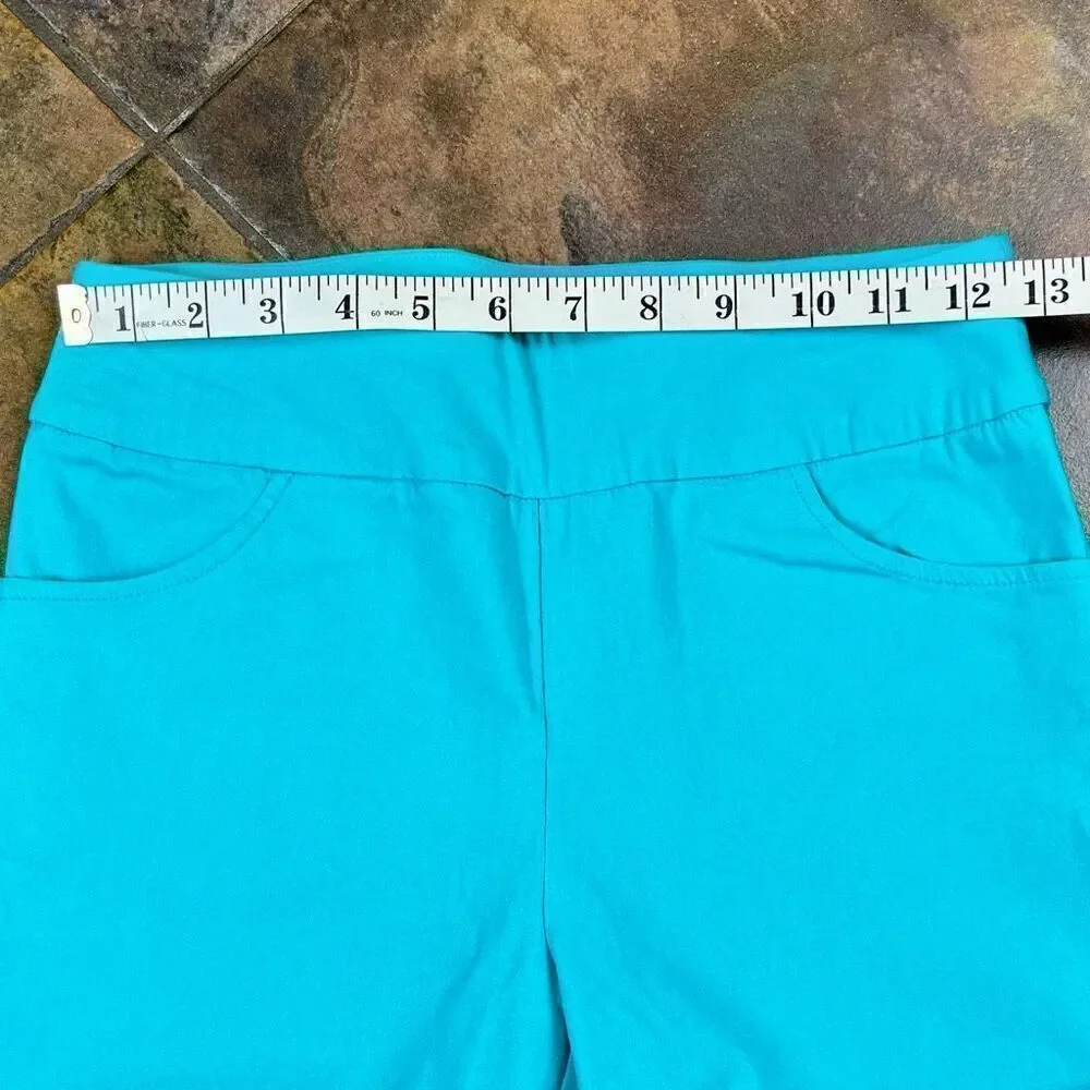 Tribal Turquoise Long Pull-On Elastic Waist Rhinestone Embellished Shorts 2